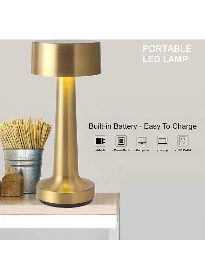 Portable LED Table Lamp Gold 21x9cm - Image 2